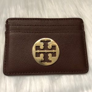 Authentic Tory Burch Brown Leather Robinson Card Case